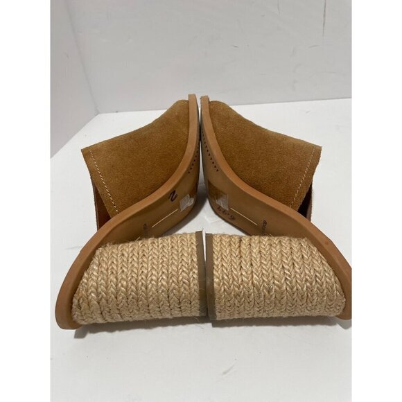 Dolce Vita Sandals Alycia Brown Suede Mules Open Toe Braided Chunky Heel Womens - Picture 4 of 7